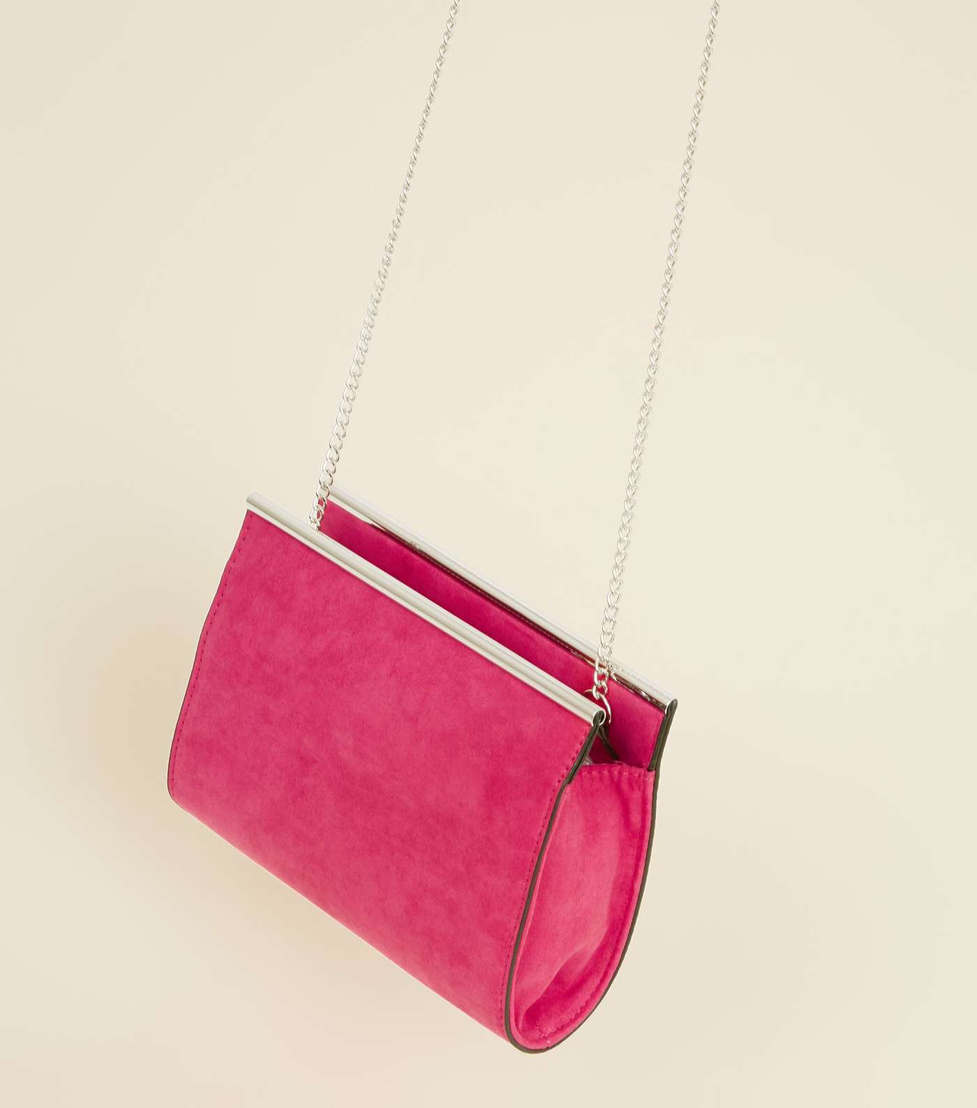 Bright Pink Suedette Bar Top Shoulder Bag Image 4