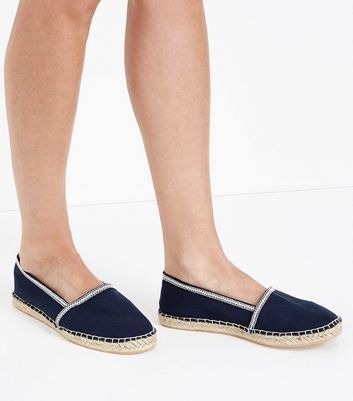 Wide Fit Navy Canvas Espadrilles | New Look