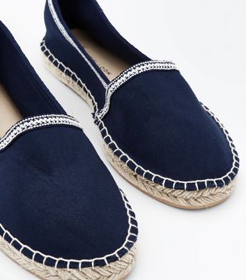 Wide Fit Navy Canvas Espadrilles | New Look