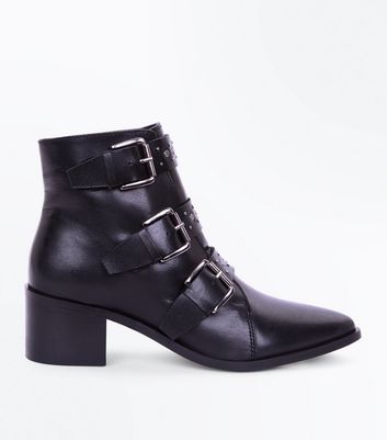new look black buckle boots