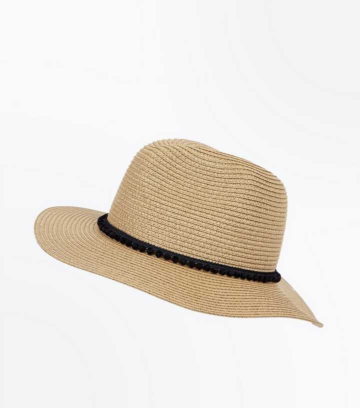 Tan Pom Pom Fedora Hat