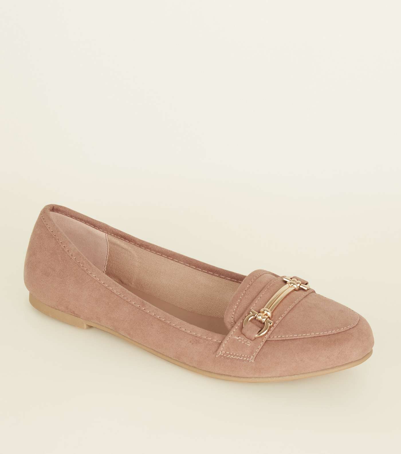 Pink Suedette Bar Front Loafers