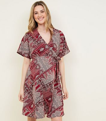 new look pink wrap dress