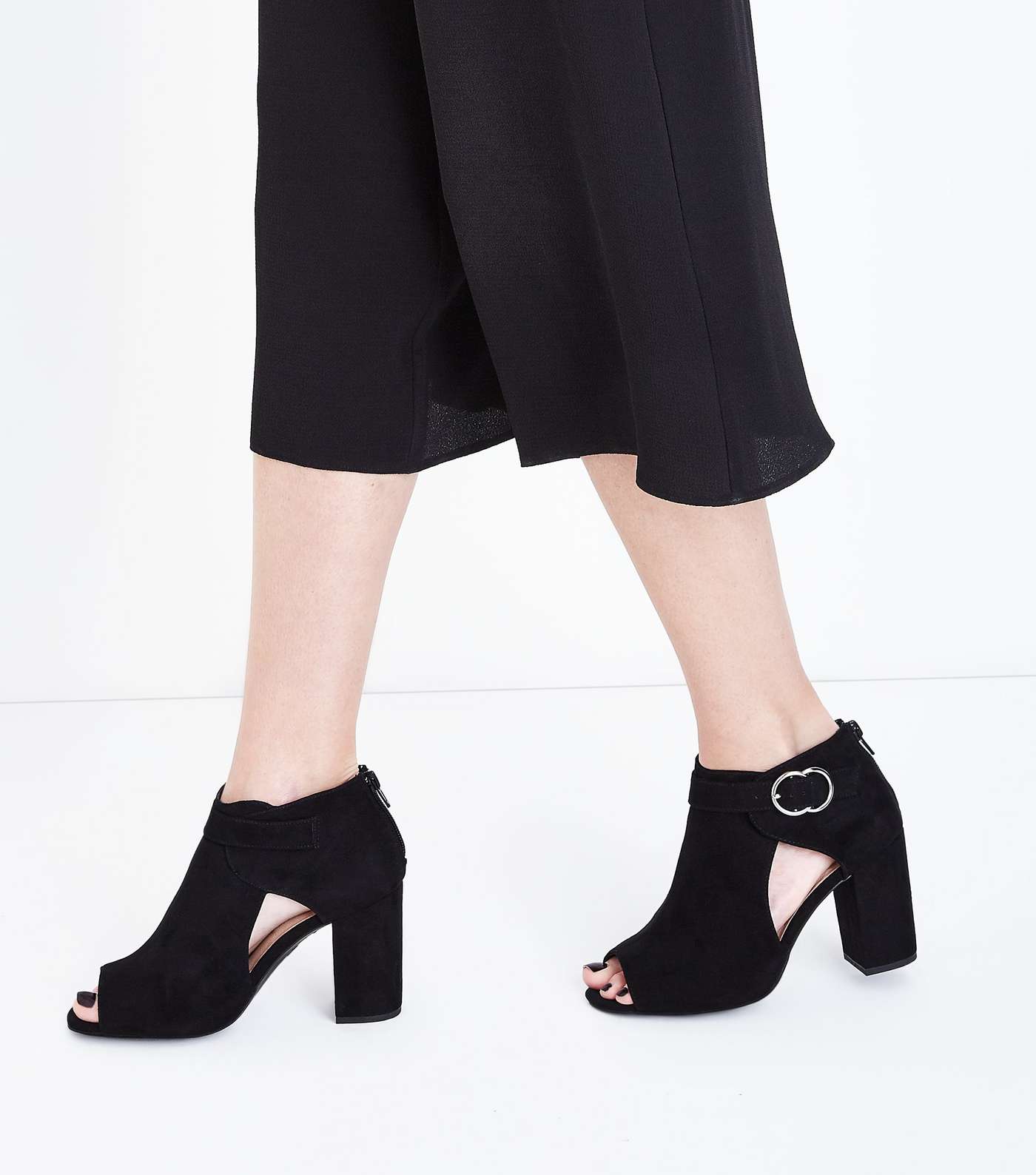 Wide Fit Black Comfort Flex Ring Side Heels Image 2