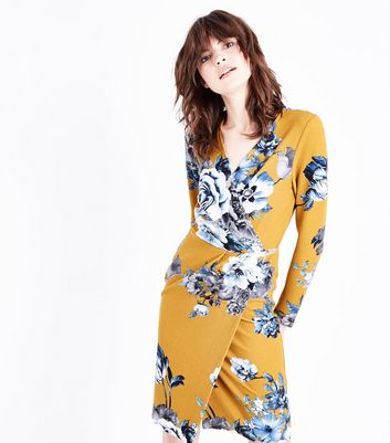 new look yellow wrap dress