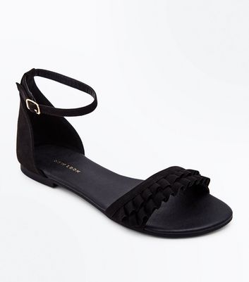 new look black flat shoes