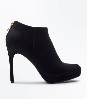 Black Suedette Platform Shoe Boots New Look