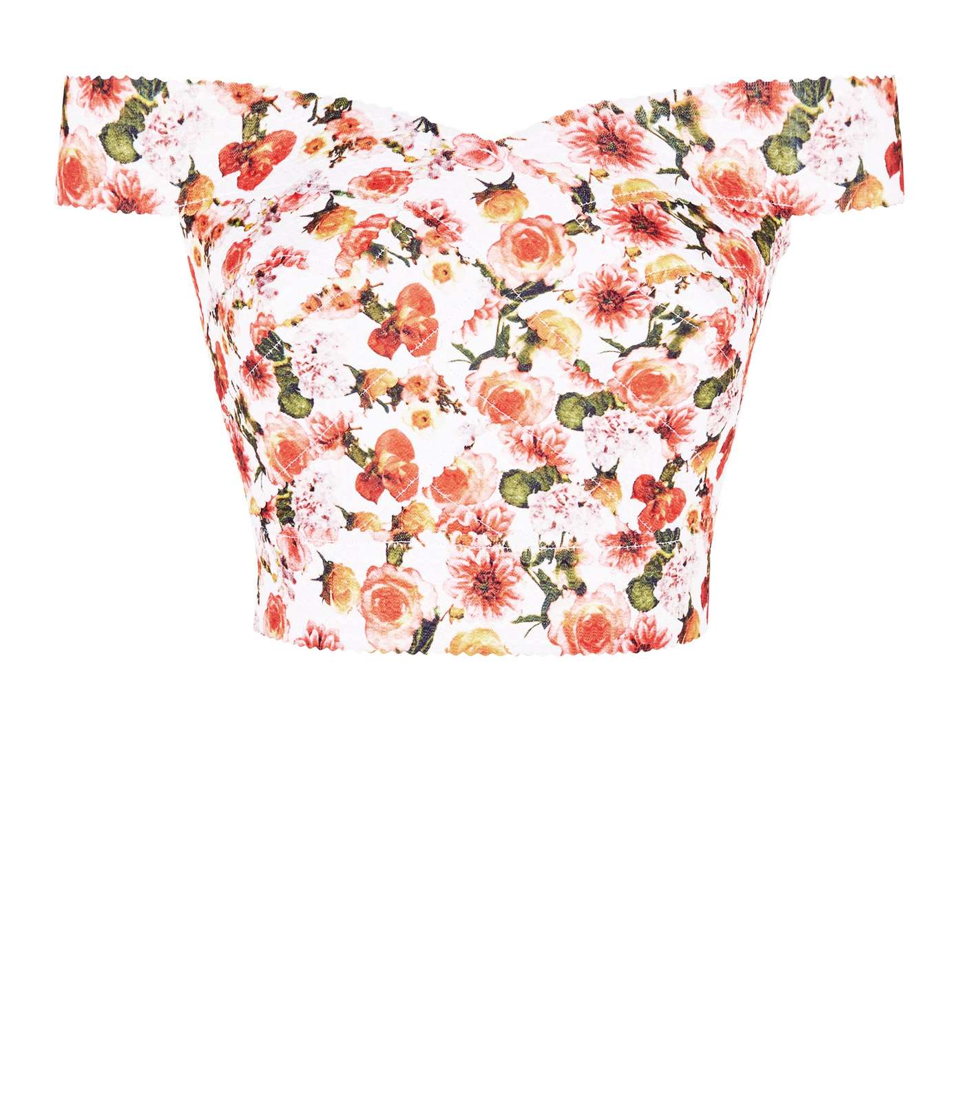 White Floral Bandage Sweetheart Crop Top Image 4