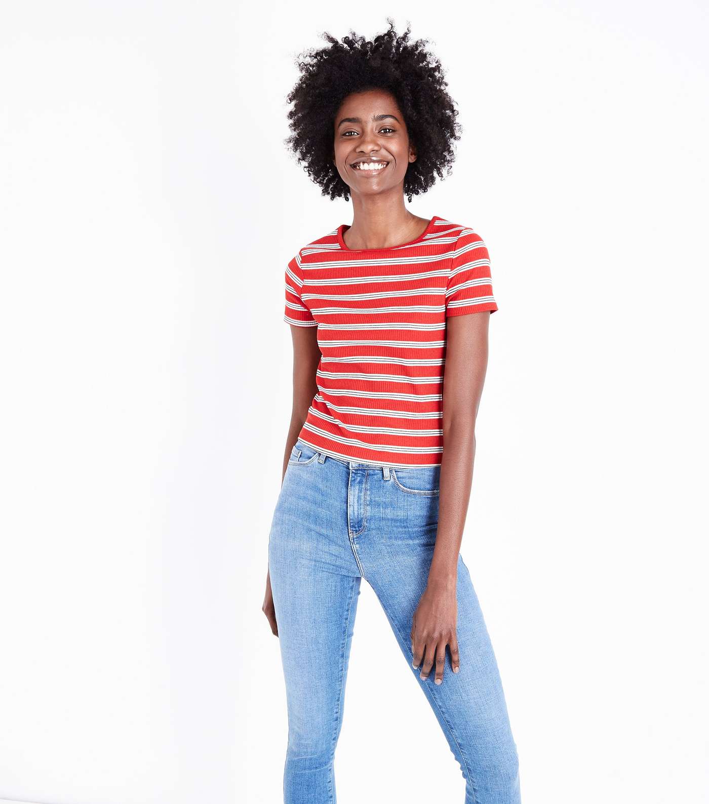 Red Stripe Ribbed T-Shirt