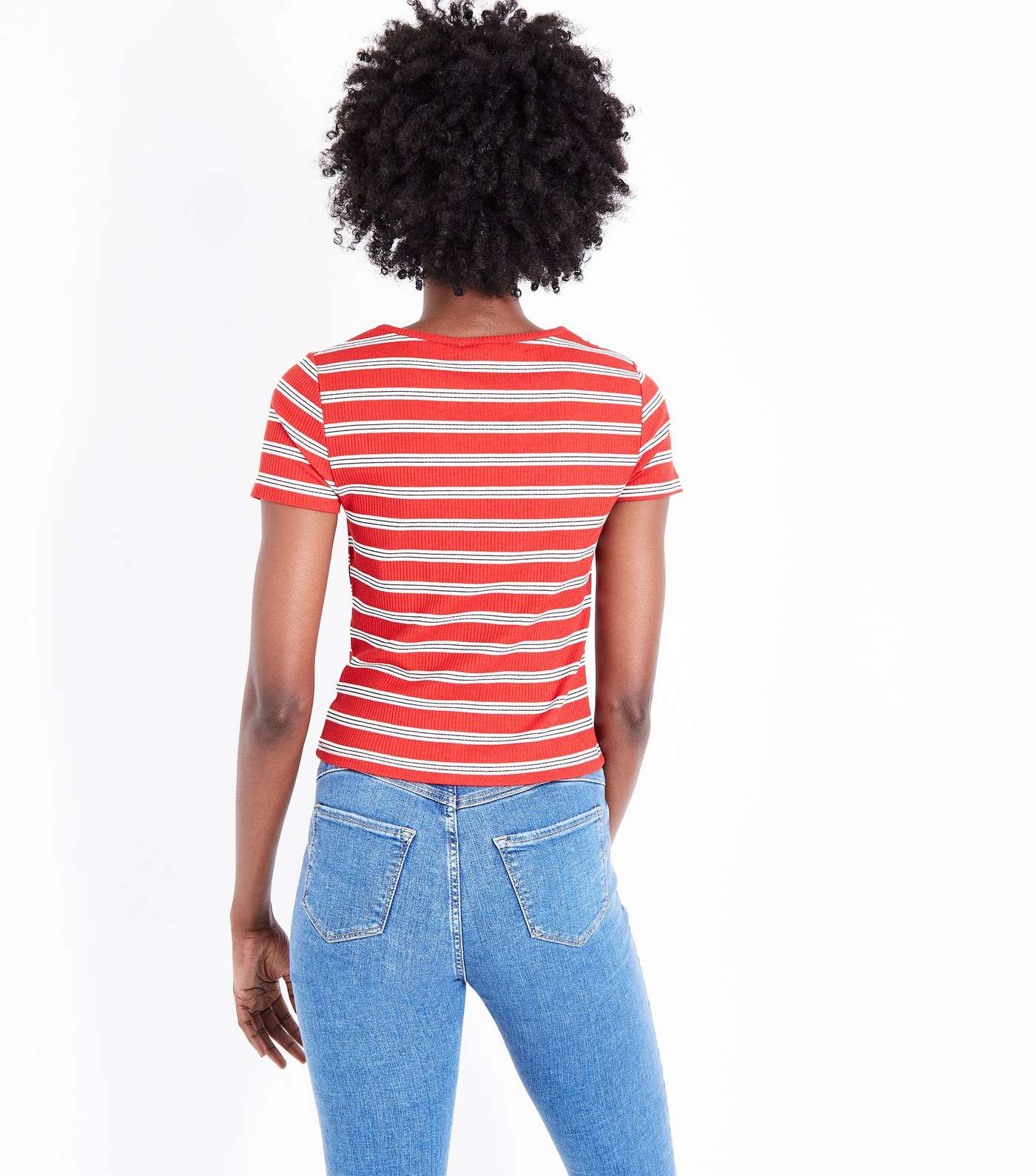 Red Stripe Ribbed T-Shirt Image 3