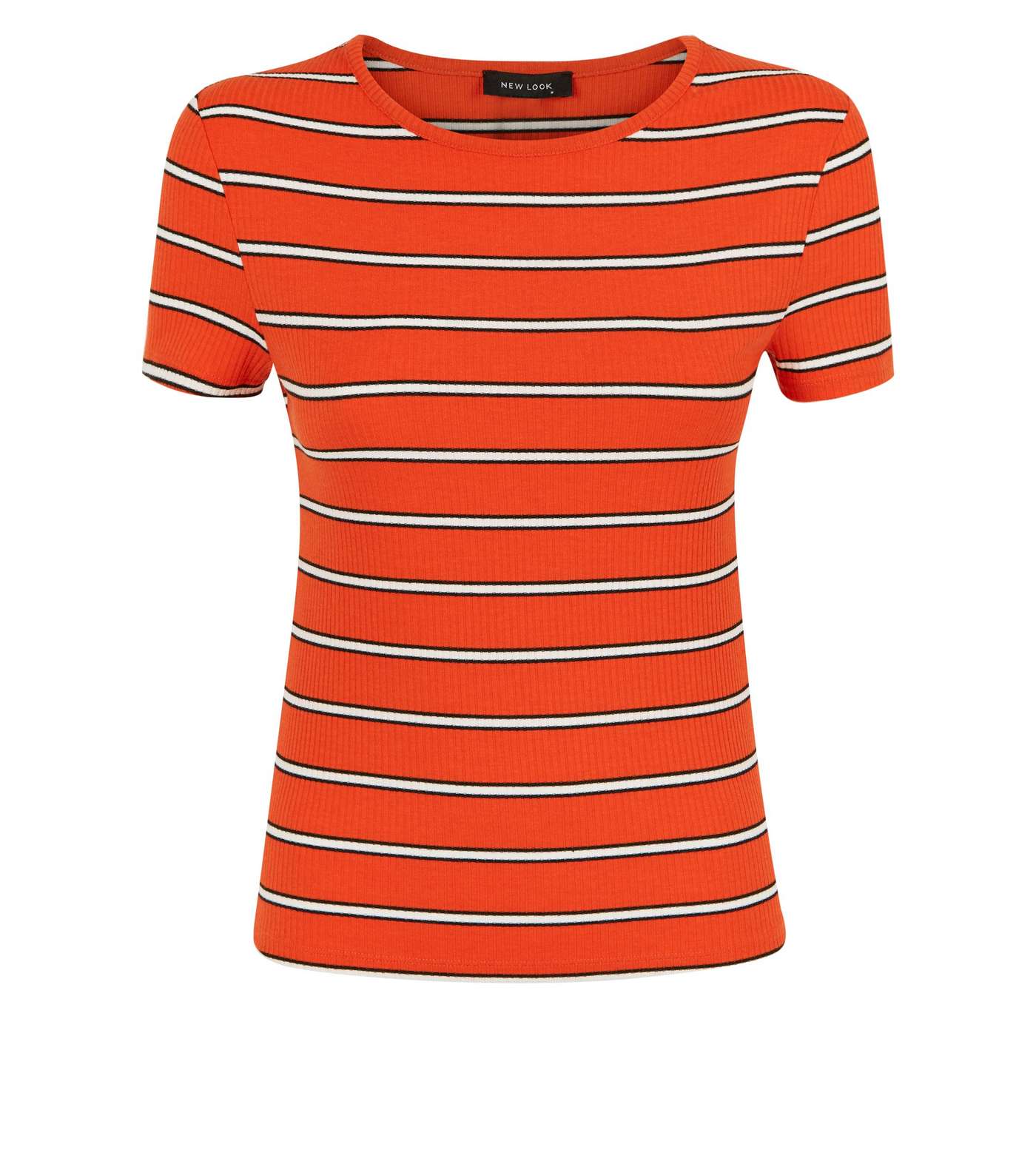 Orange Stripe Ribbed T-Shirt Image 4