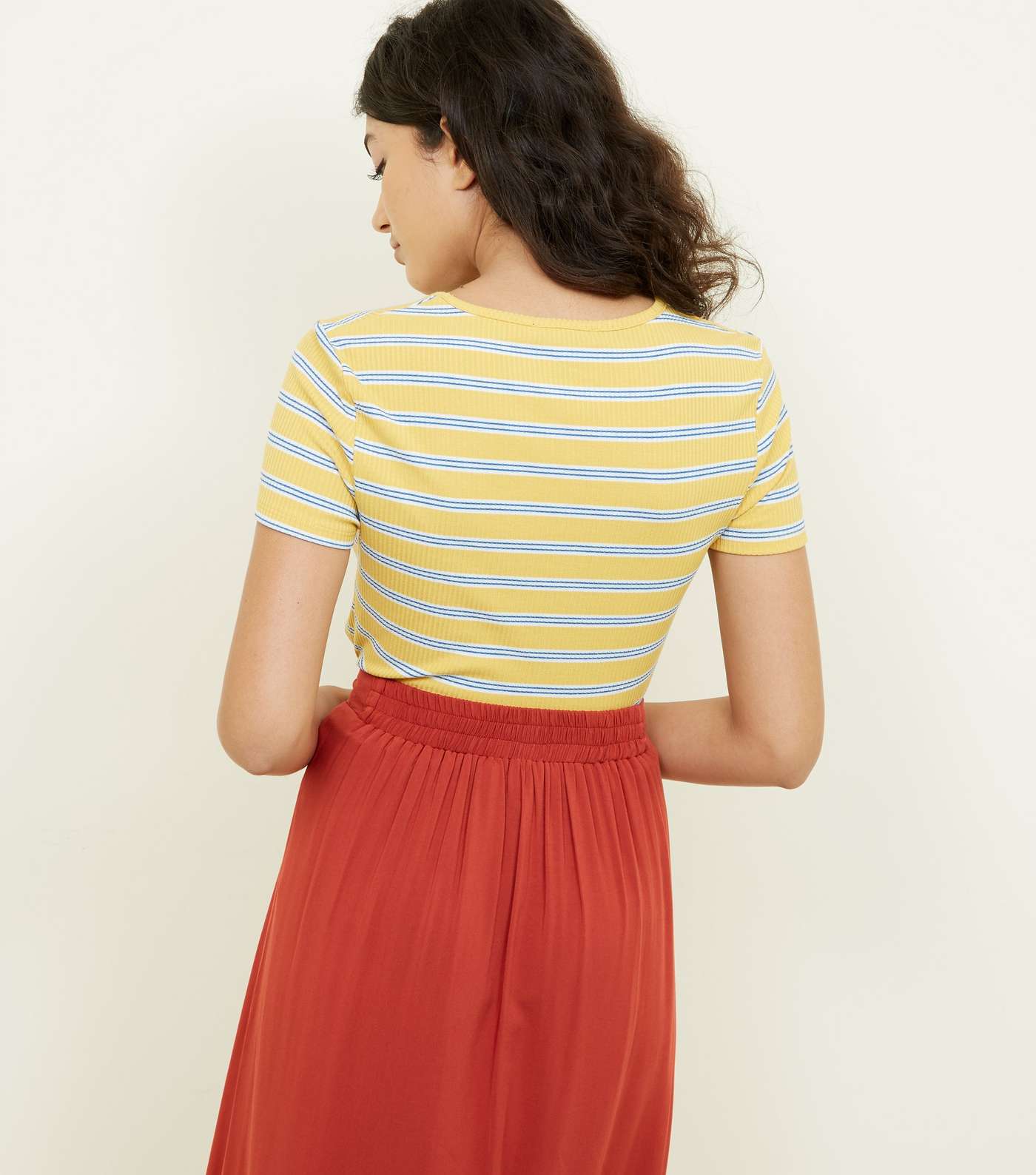 Mustard Stripe Ribbed T-Shirt Image 3