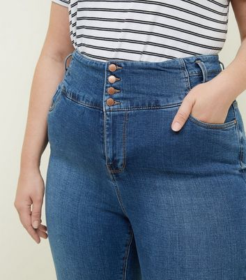 4 button high waist skinny jeans