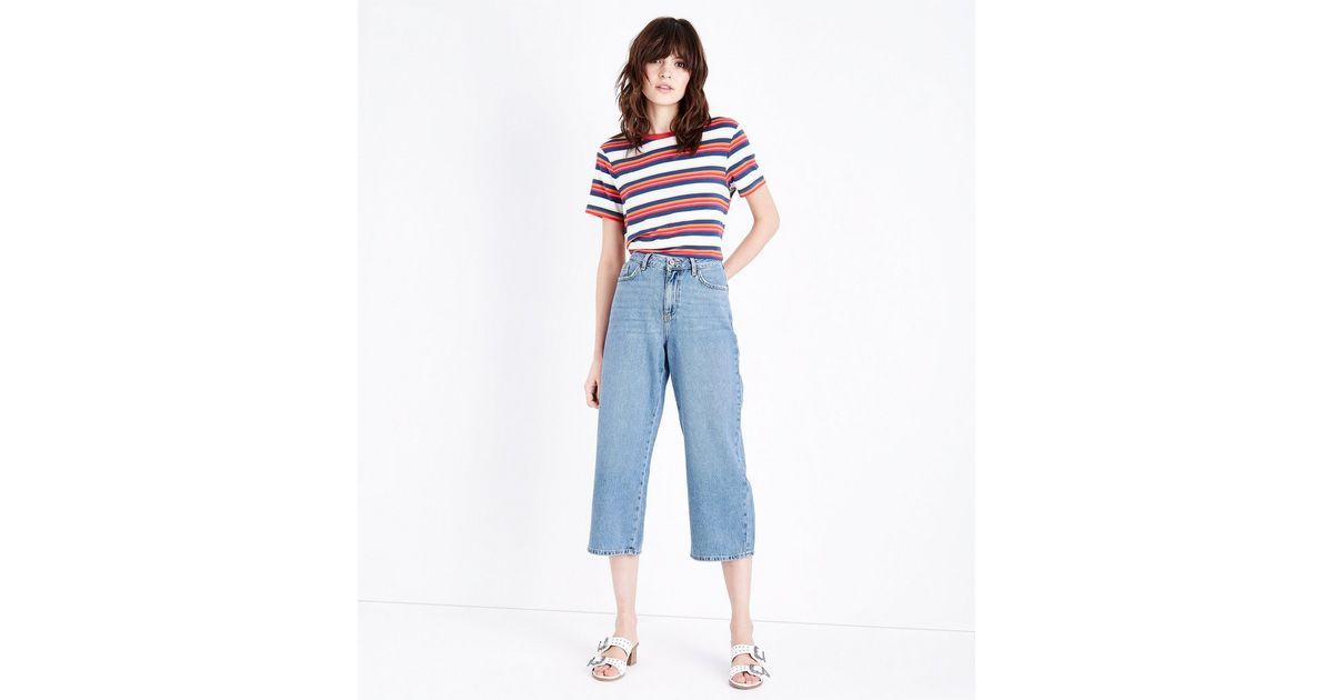 Blue Light Wash Cropped Wide Leg Jeans | New Look
