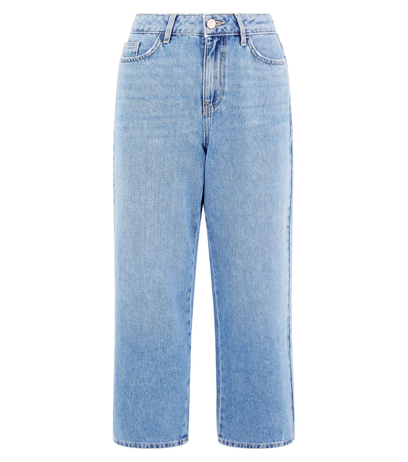 Blue Light Wash Cropped Wide Leg Jeans Image 4