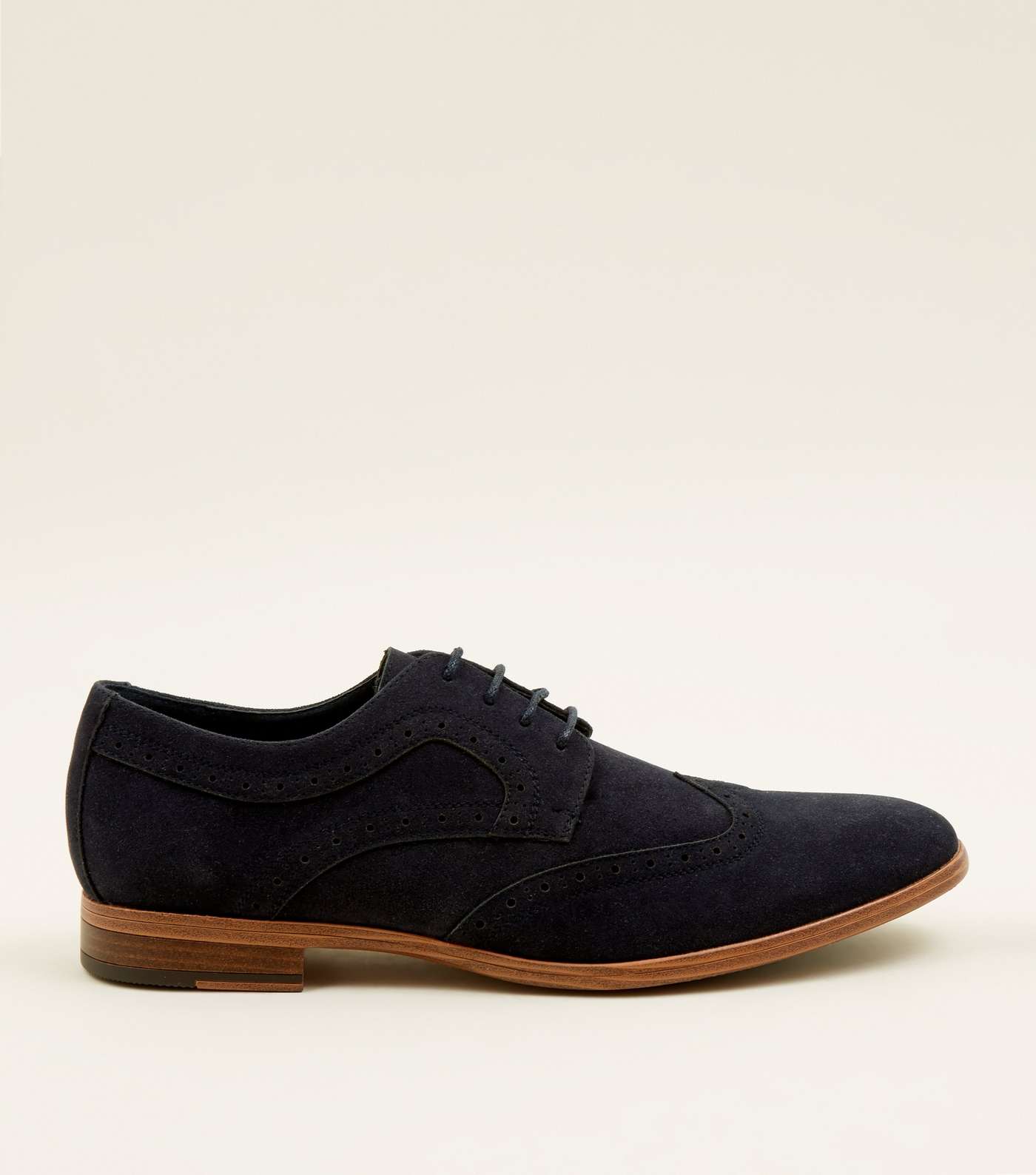 Navy Faux Suede Lace Up Brogues