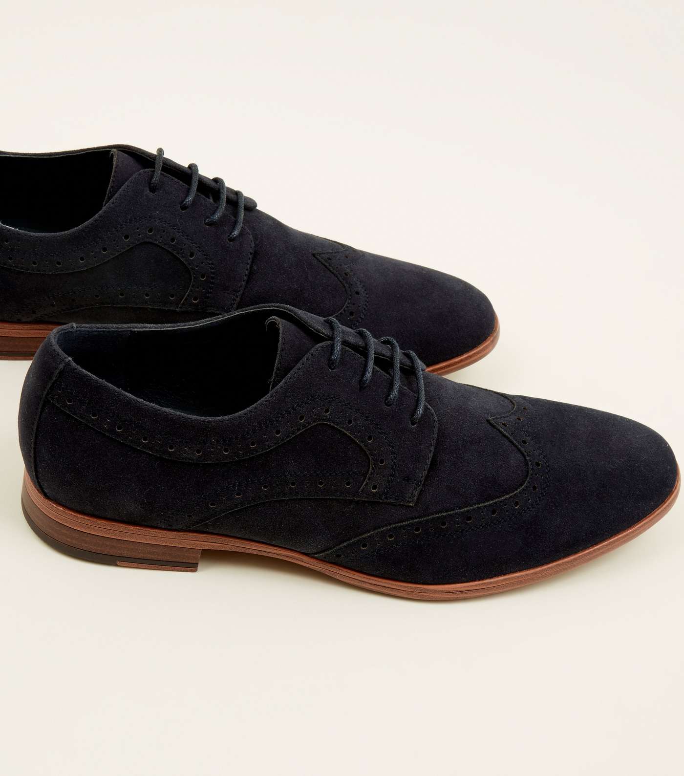 Navy Faux Suede Lace Up Brogues Image 3