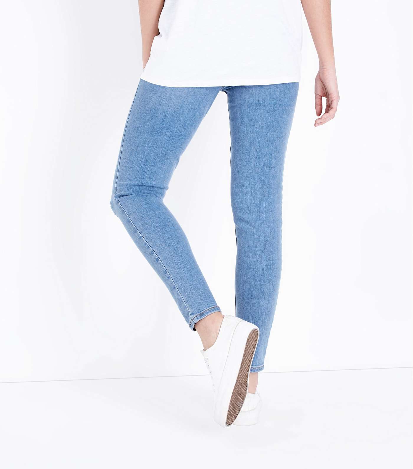 Maternity Pale Blue Light Wash Over Bump Jeans Image 3