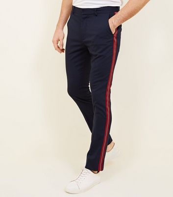 Moss London pants with stone side stripe in navy | ASOS