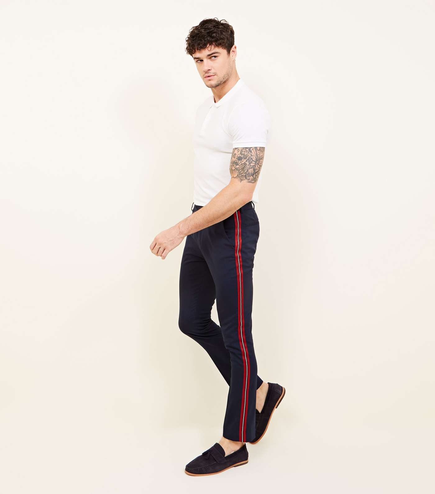 Navy Side Stripe Trousers Image 5