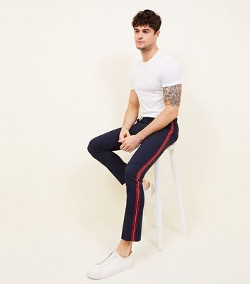 Elasticated Waist Tapered Side Stripe Trouser | boohooMAN UK
