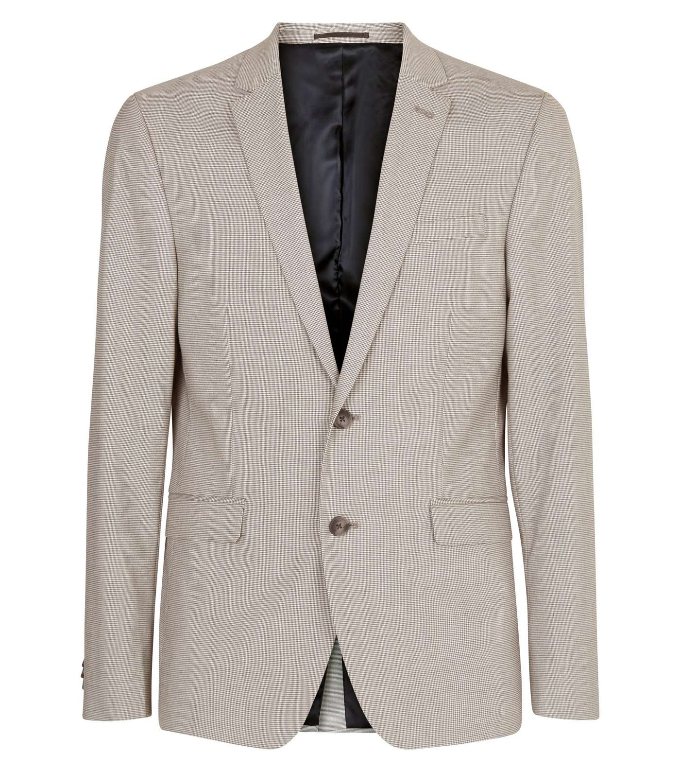 Grey and Mid Brown Houndstooth Check Blazer Image 4