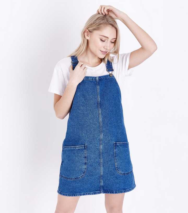 Petite Blue Denim Pinafore Dress