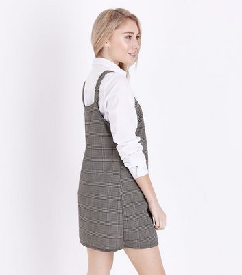 check print pinafore dress