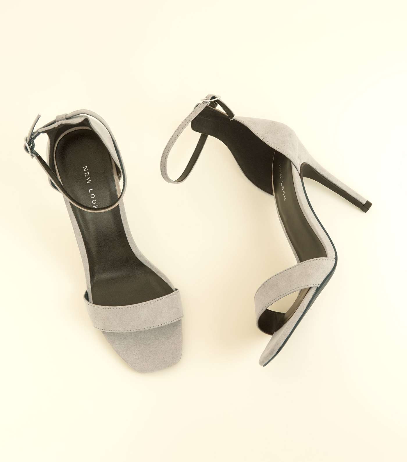Grey Suedette Square Toe Two Part Sandals Image 4