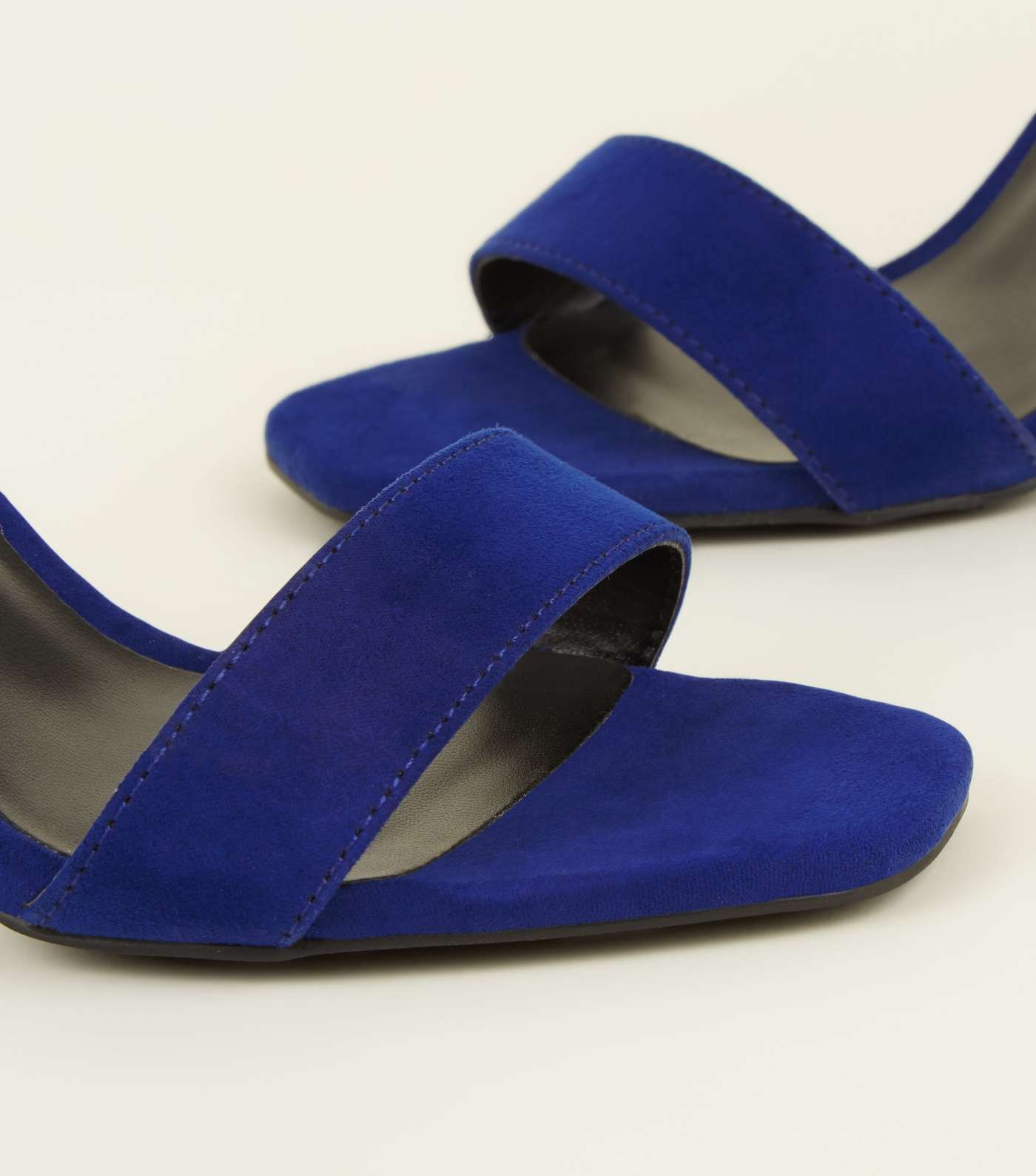 Bright Blue Suedette Square Toe Two Part Sandals Image 4
