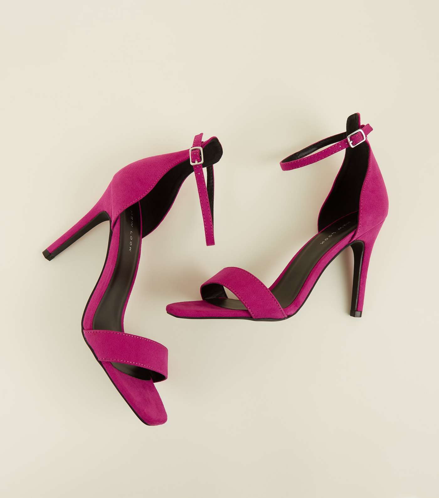 Deep Pink Suedette Square Toe Two Part Sandals Image 3