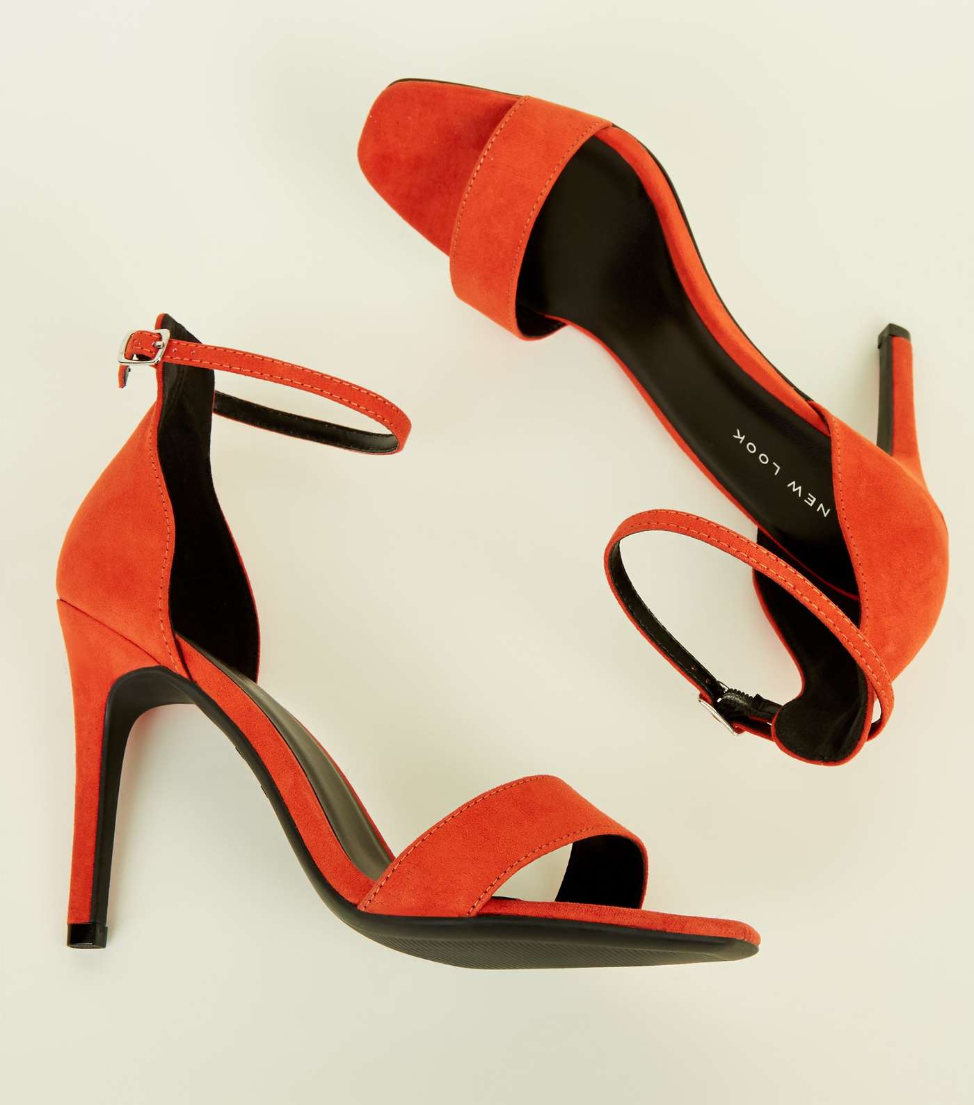 Orange Suedette Square Toe Two Part Sandals Image 4