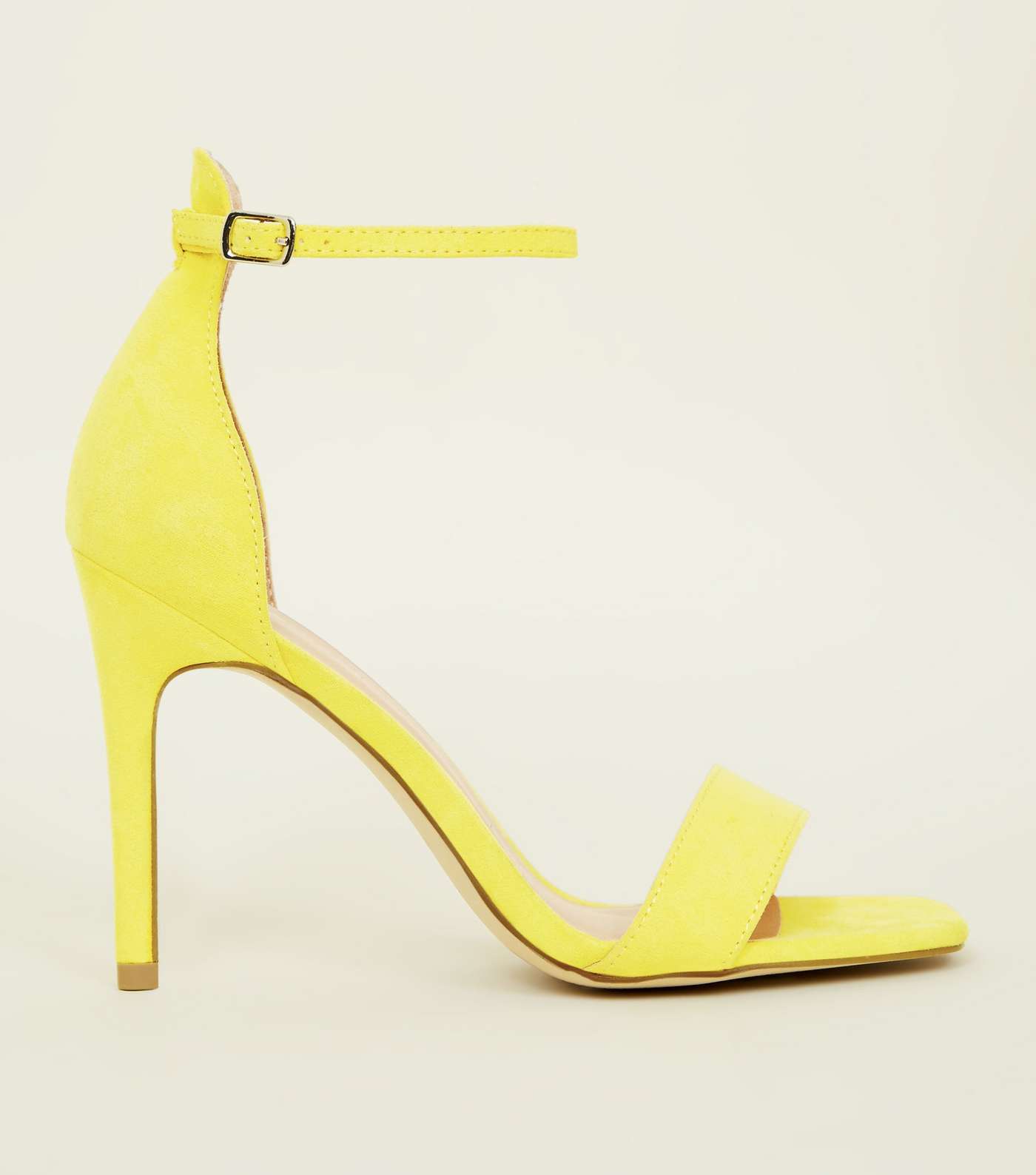 Yellow Suedette Square Toe Two Part Sandals