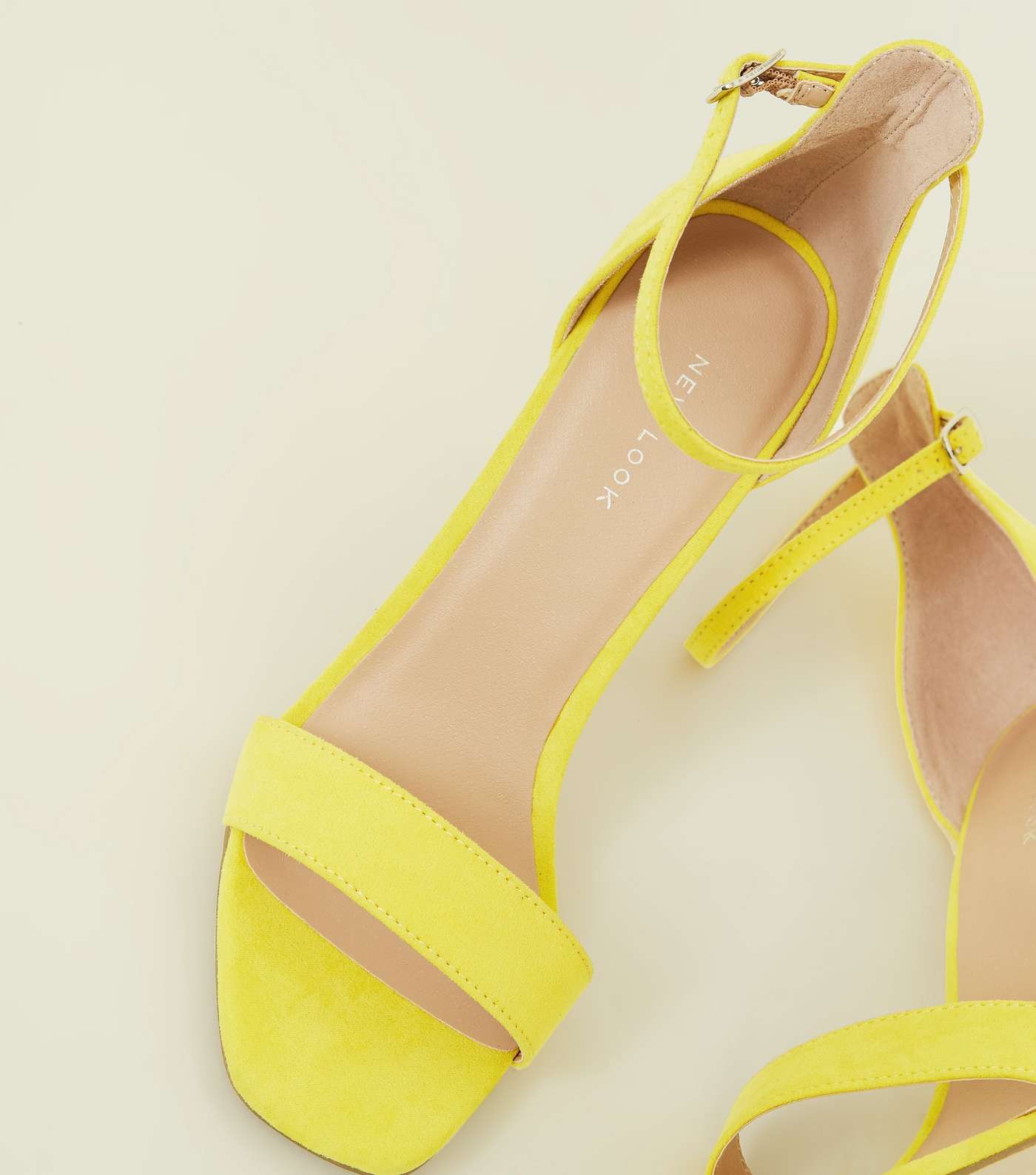 Yellow Suedette Square Toe Two Part Sandals Image 3