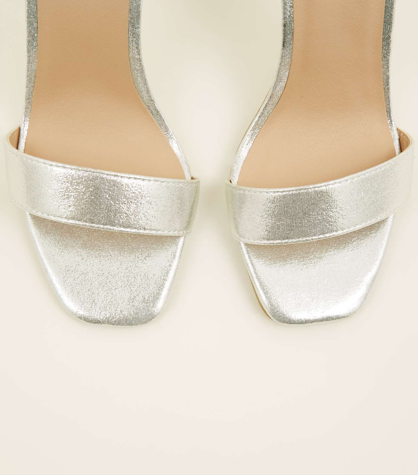 Silver Shimmer Ankle Strap Stiletto Sandals Image 3
