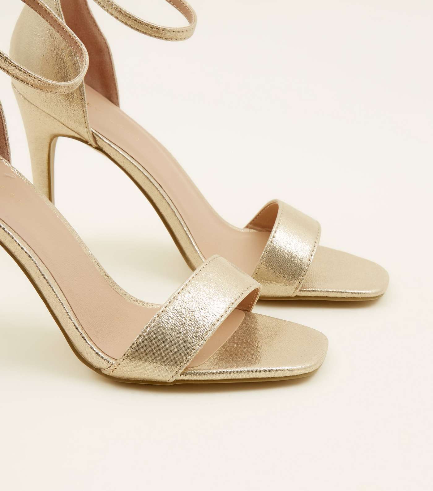 Gold Shimmer Ankle Strap Stiletto Sandals Image 4