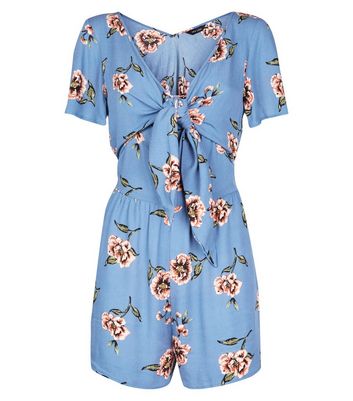 blue floral playsuit