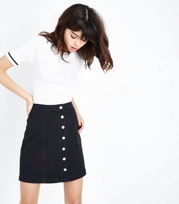 new look black denim skirt