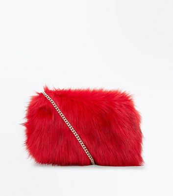 red fur bag