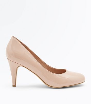 patent nude court shoes