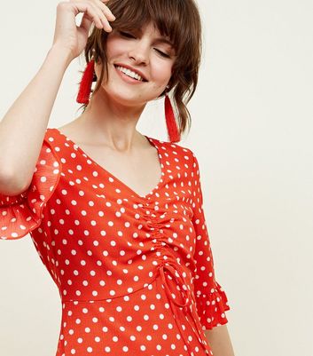 new look red polka dot dress