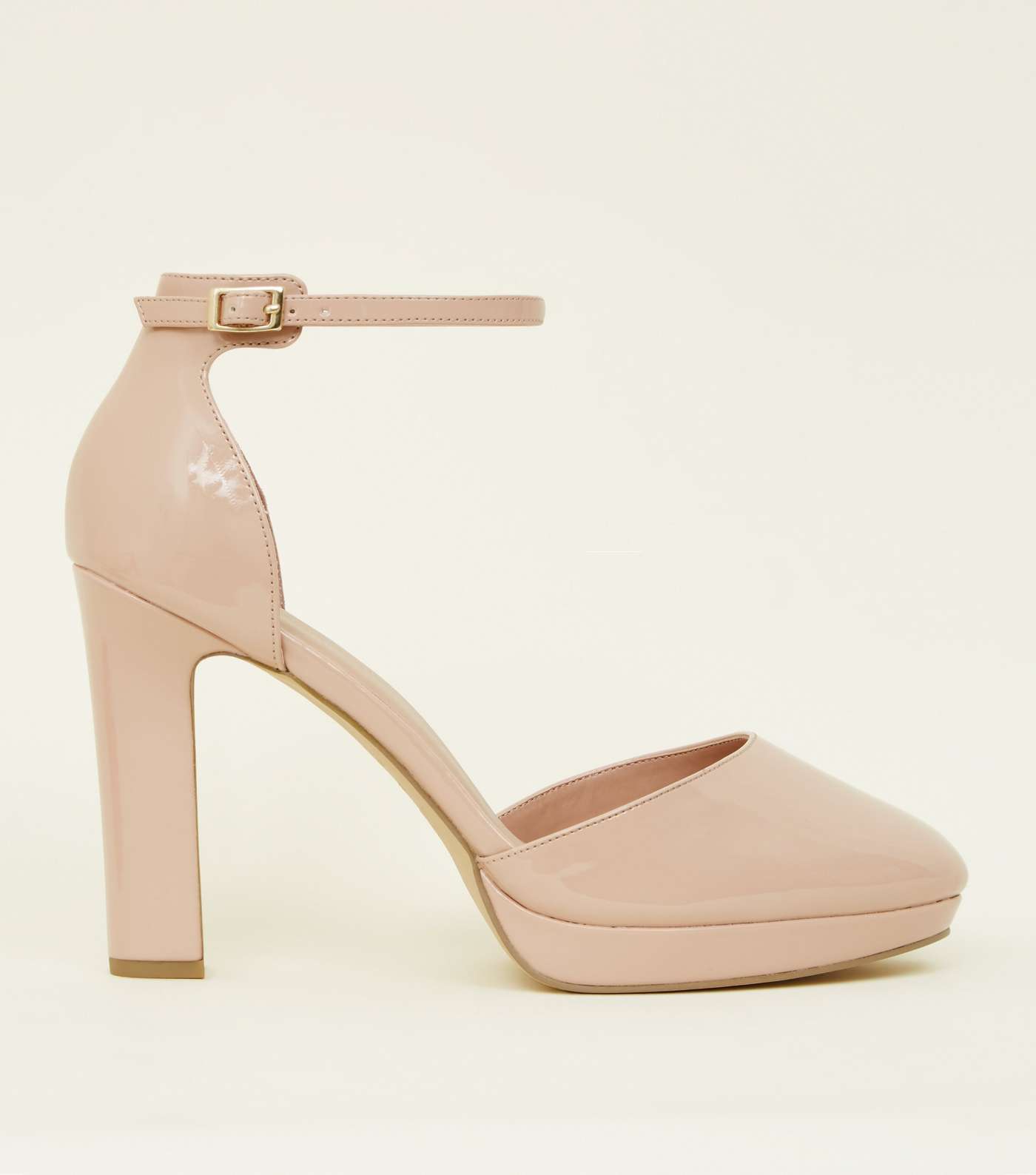 Wide Fit Nude Patent Platform Two Part Courts