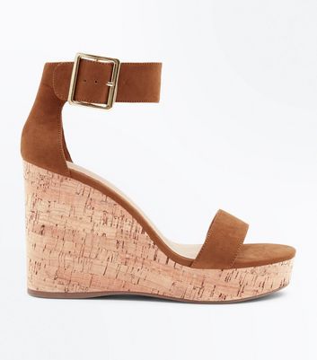 tan platform wedges