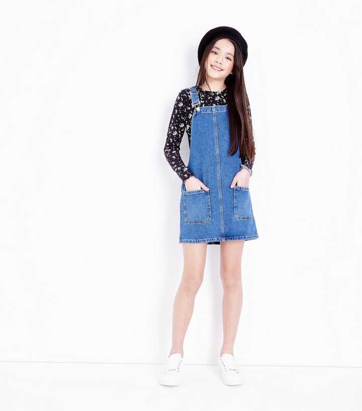 Girls Denim Pinafore Dress