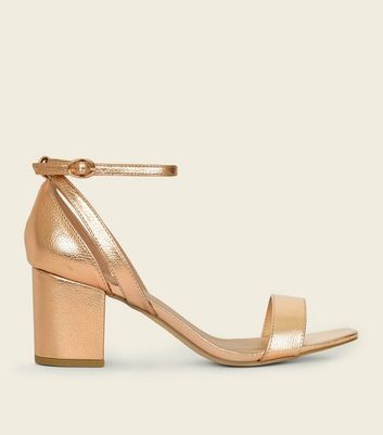 Wide Fit Rose Gold Cut Out Mid Heel 