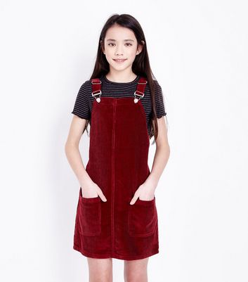 new look burgundy pinafore