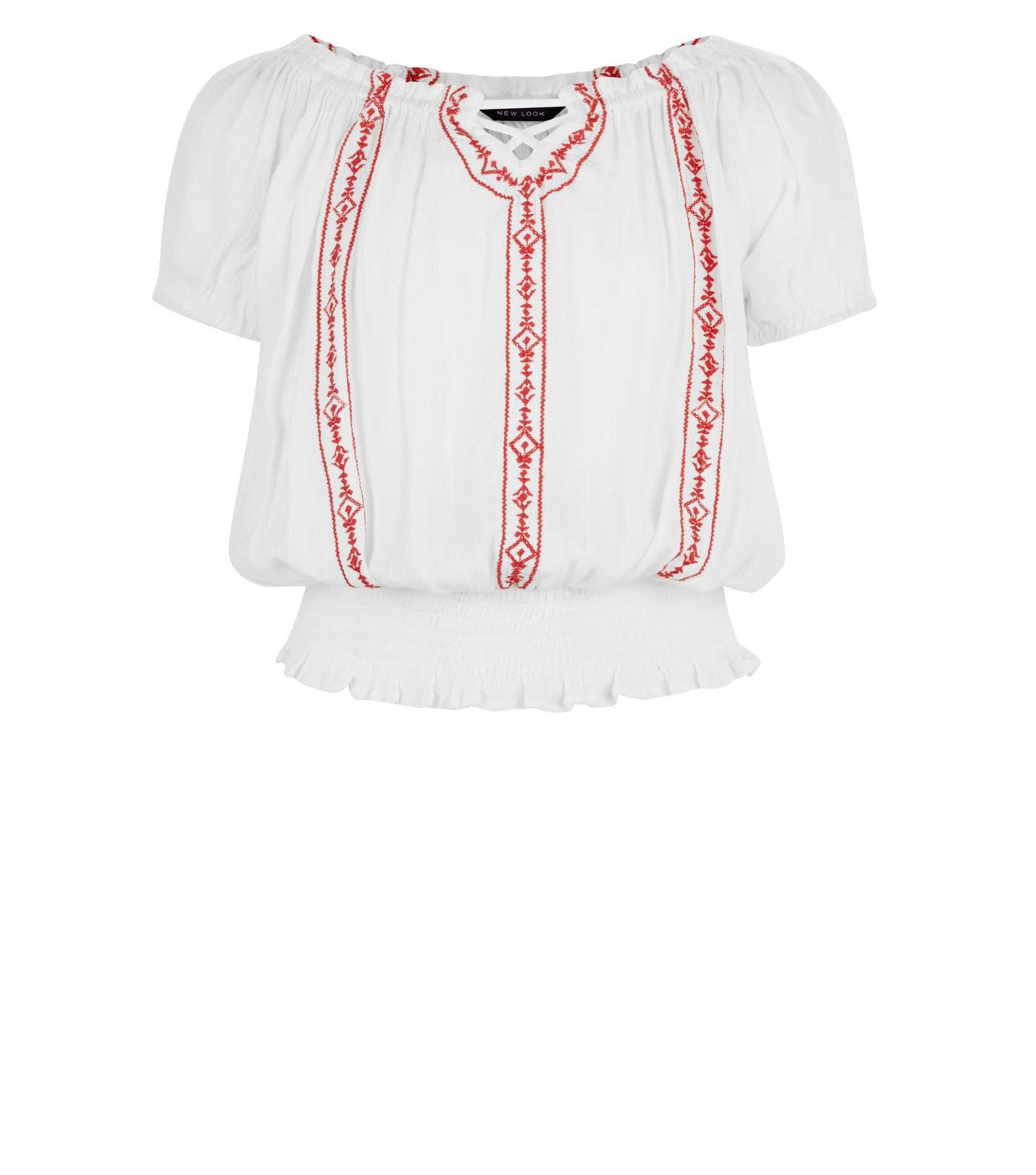 Girls White Folk Embroidered Top Image 4