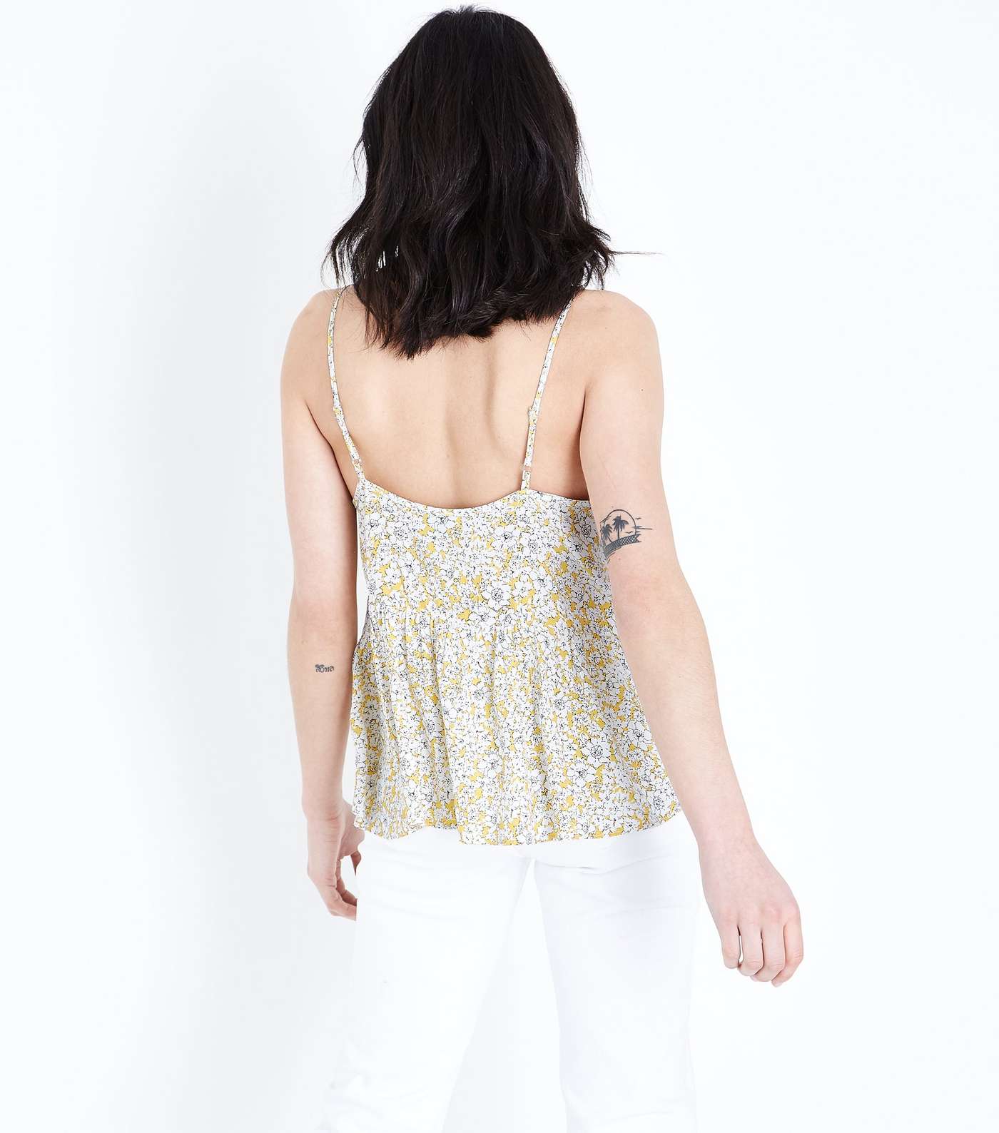 Yellow Ditsy Floral Empire Waist Cami  Image 3
