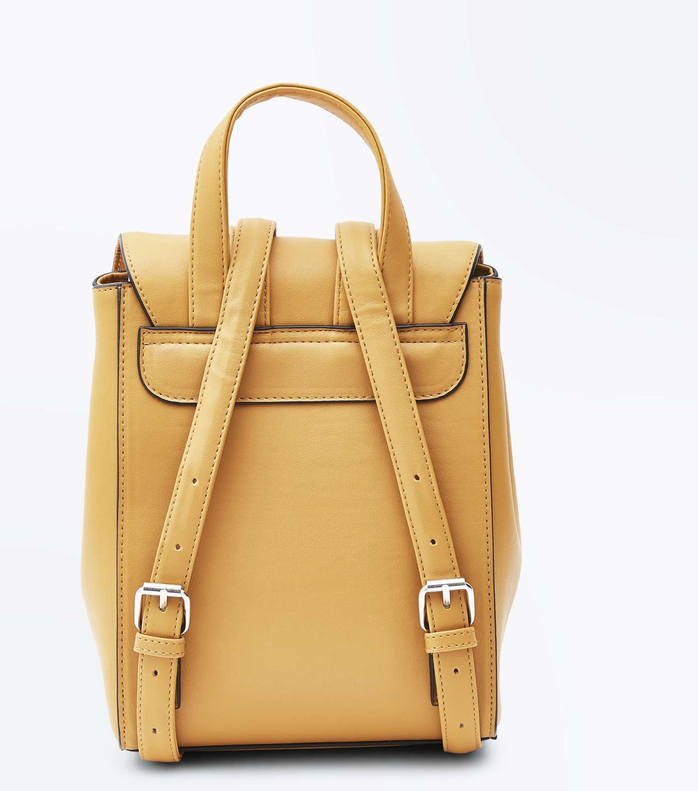 Mustard Leather-Look Structured Backpack Image 4