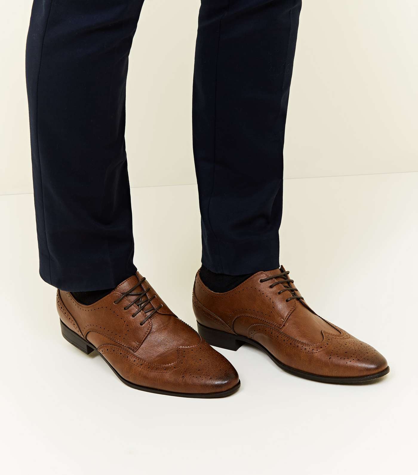 Tan Perforated Lace Up Brogues